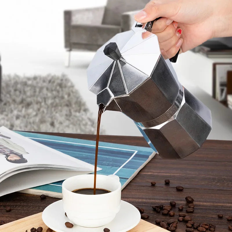 Mocha Coffee Pots Italian Aluminum Octagonal Pot Tea Maker Portable Coffee Maker